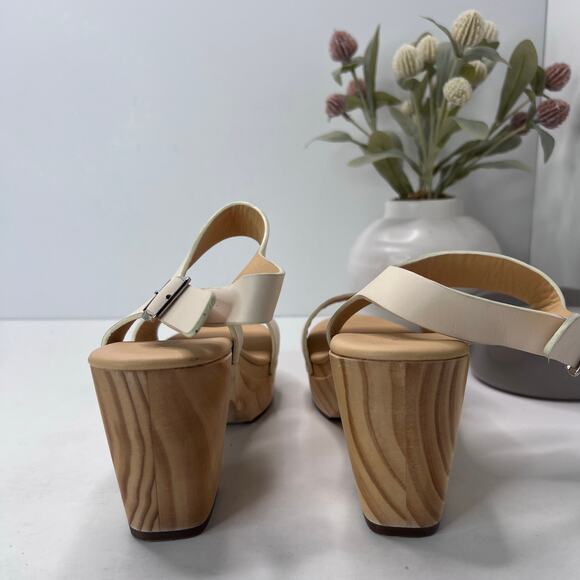 Nisolo All Day Open Toe Clog Platform Chunky Wood Heel Brandy Women's 8.5 FLAW - Picture 4 of 13